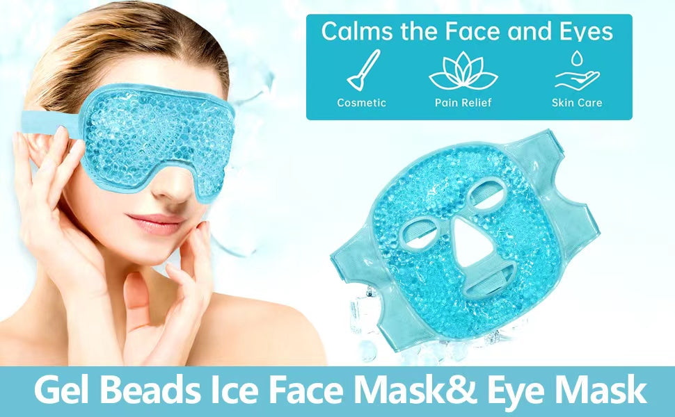Reusable Gel Ice & Hot Compress Facial Mask Ice Gel Eye Face Mask SPA Massager Relaxation Tool for Men and Women Perfect Gift