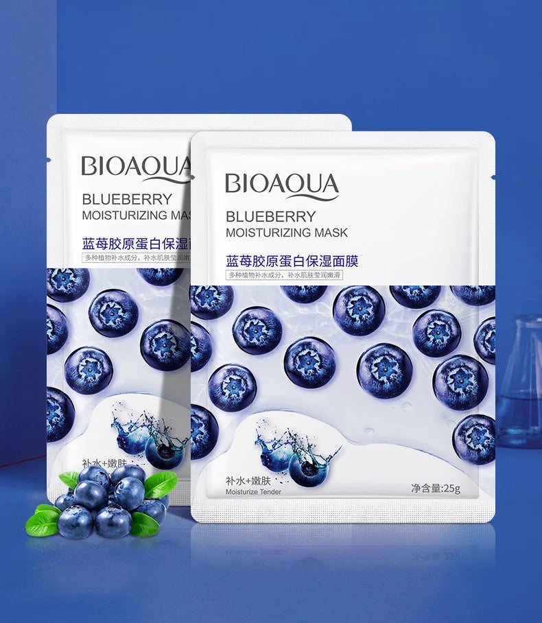 8pcs BIOAQUA Fruit Facial Masks Moisturizing Hydrating Brightening Anti-aging Face Mask Sheet Masks for Face Skin Care