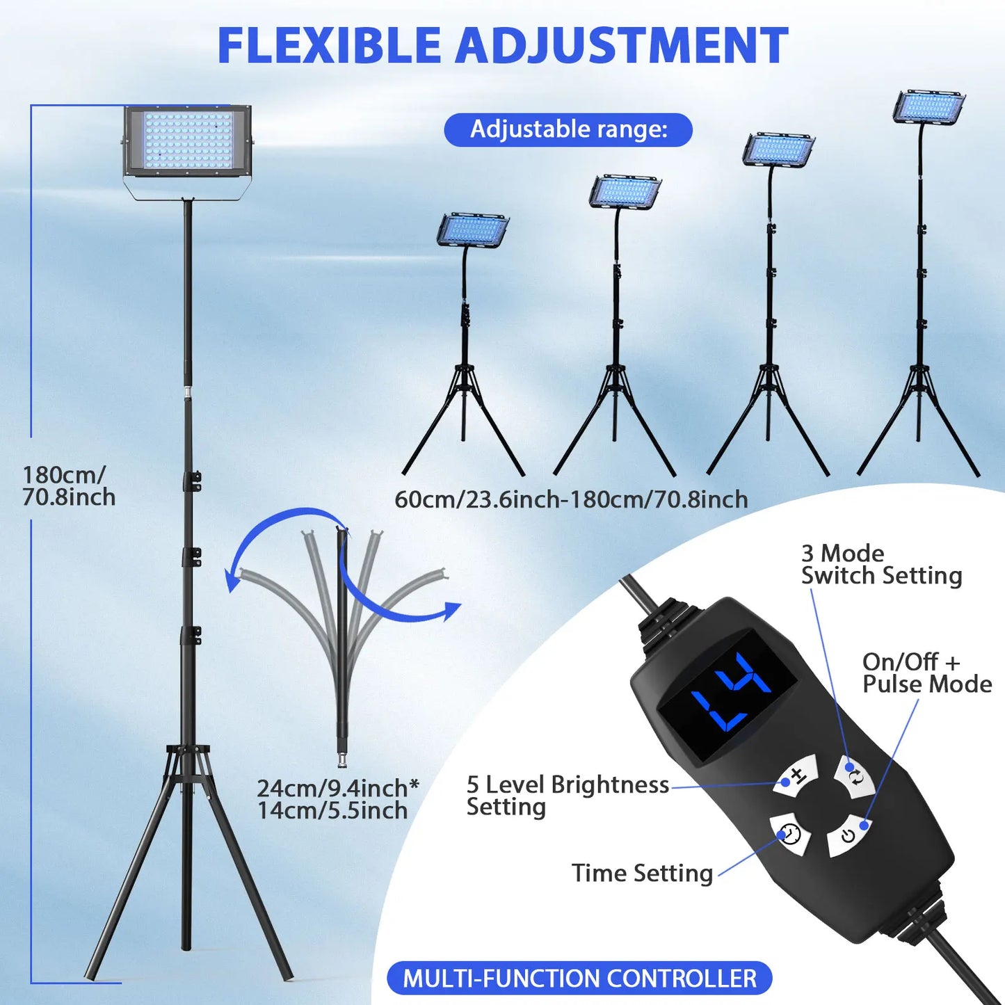 50W Tanning Lamp Tripod Solarium Lamp for UV Tanning Body Wavelength 460nm&480nm 48PCS Blue Light Lamp Solarium Tanning Skincare