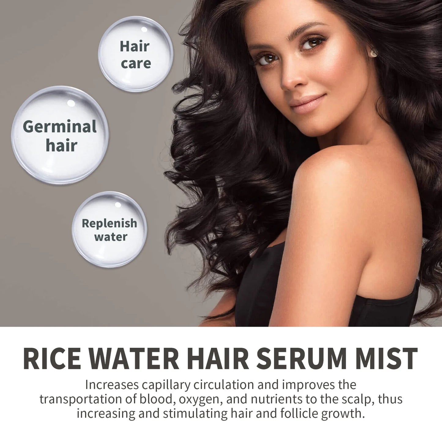 Hair Growth Spray Rice Water Fast Growing Prevent Alopecia Repair Dry Frizzy Damaged Nourish Roots Smooth Scalp Treatment Serum