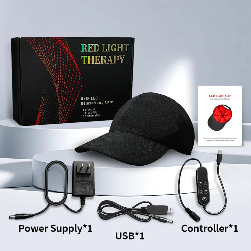 Red Light Therapy Hat with 180Lamp Beads Laser Hair Growth Cap Professional Cap for Greasy Scalp Hair Care Adjustable Rear Strap