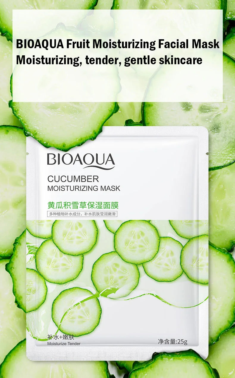 8pcs BIOAQUA Fruit Facial Masks Moisturizing Hydrating Brightening Anti-aging Face Mask Sheet Masks for Face Skin Care