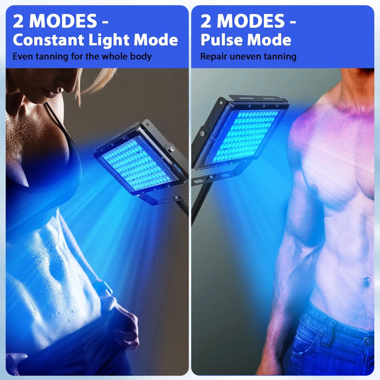 50W Tanning Lamp Tripod Solarium Lamp for UV Tanning Body Wavelength 460nm&480nm 48PCS Blue Light Lamp Solarium Tanning Skincare