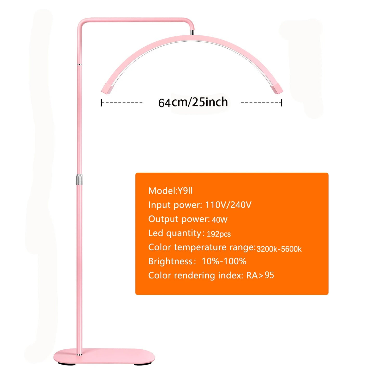 FOSOTO 40W Dimmable Bi-color Temperature LED Half Moon Lash Light Floor LED Ring Lamp Beauty Facials Skincare Tattoo Eyebrows