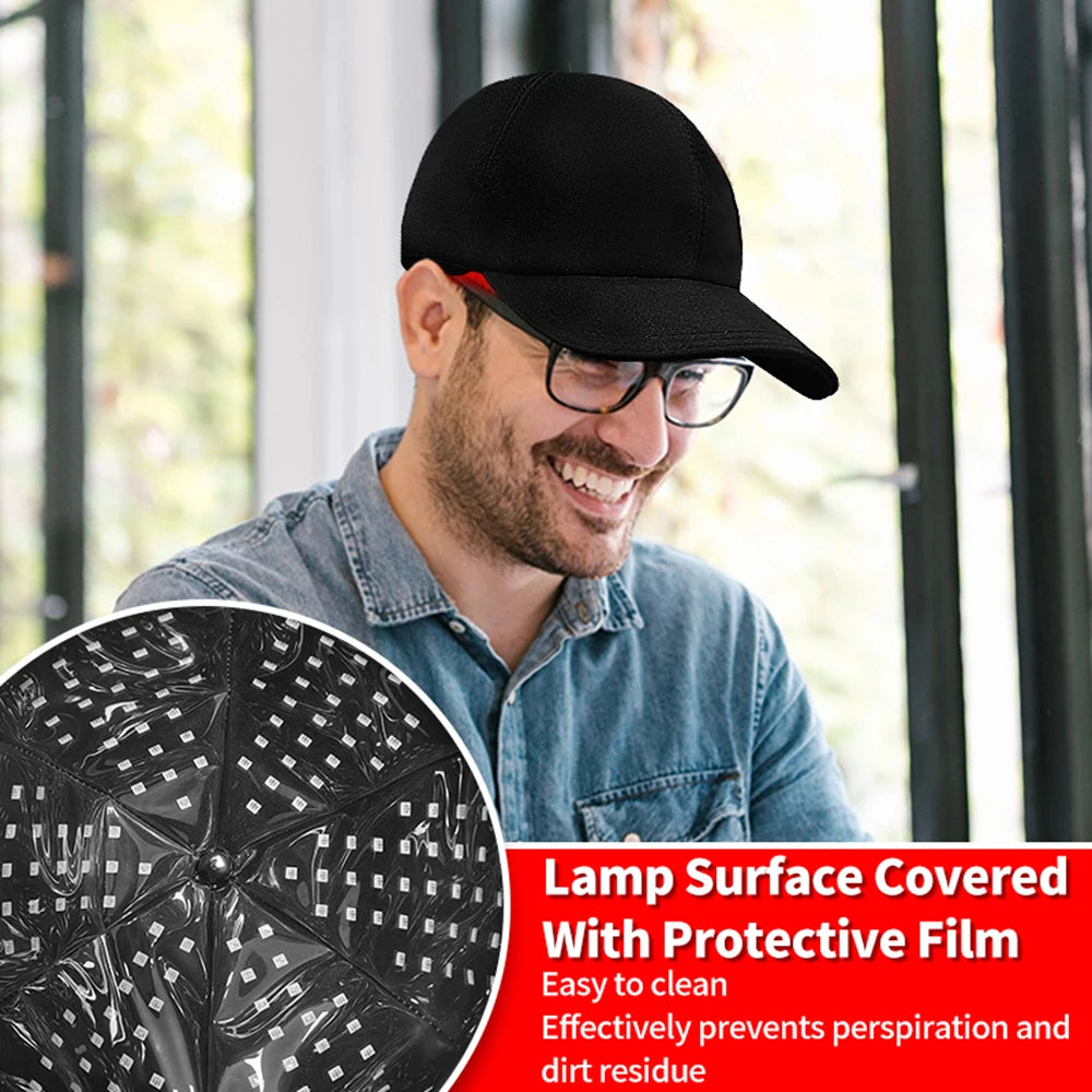 Red Light Therapy Hat with 180Lamp Beads Laser Hair Growth Cap Professional Cap for Greasy Scalp Hair Care Adjustable Rear Strap