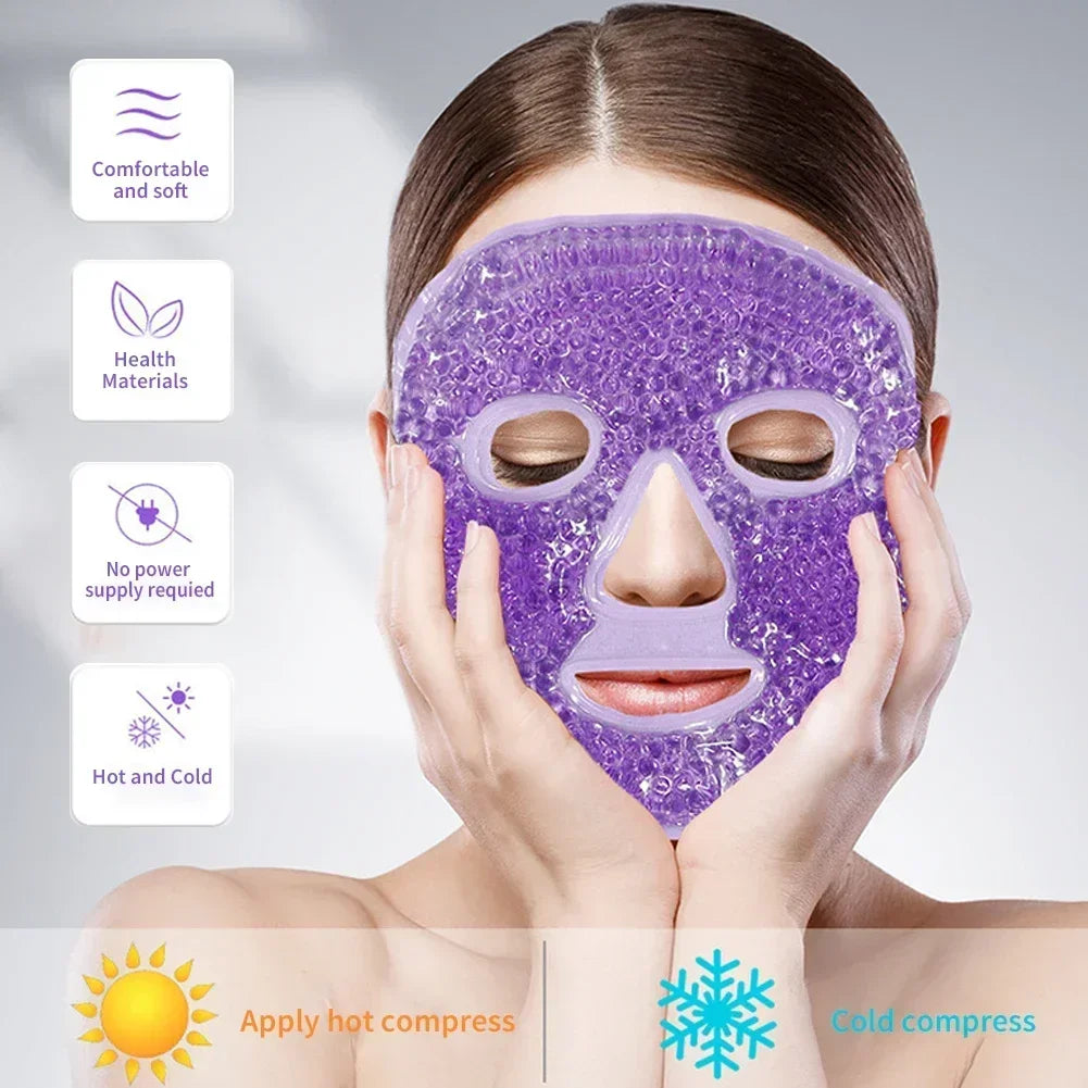 Reusable Gel Ice & Hot Compress Facial Mask Ice Gel Eye Face Mask SPA Massager Relaxation Tool for Men and Women Perfect Gift