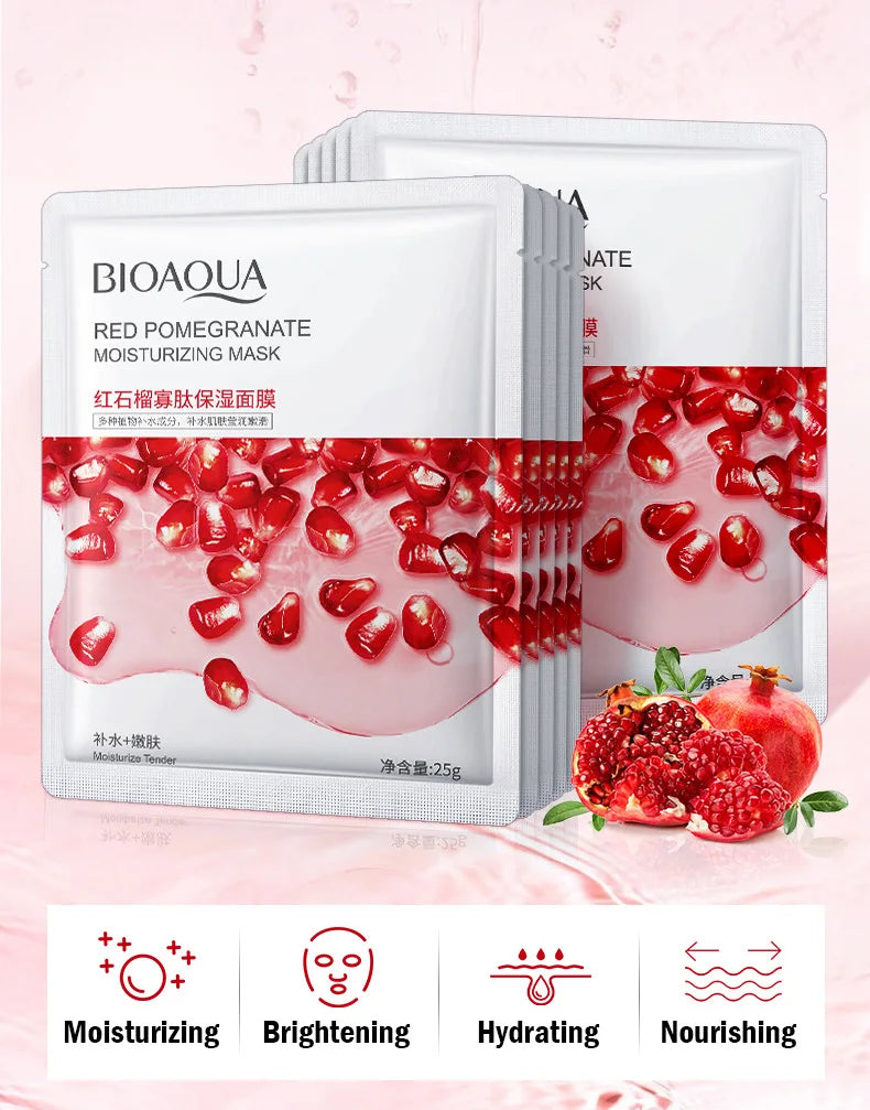 8pcs BIOAQUA Fruit Facial Masks Moisturizing Hydrating Brightening Anti-aging Face Mask Sheet Masks for Face Skin Care