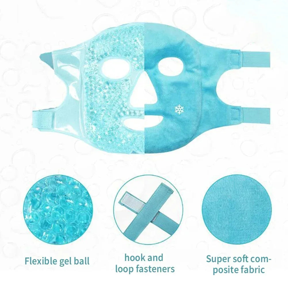 Reusable Gel Ice & Hot Compress Facial Mask Ice Gel Eye Face Mask SPA Massager Relaxation Tool for Men and Women Perfect Gift