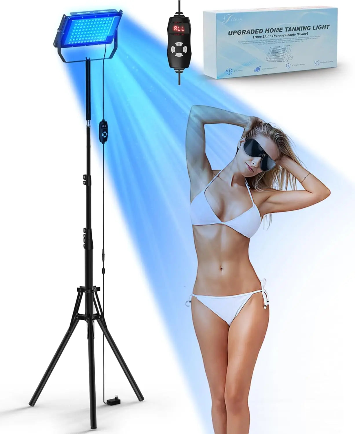 50W Tanning Lamp Tripod Solarium Lamp for UV Tanning Body Wavelength 460nm&480nm 48PCS Blue Light Lamp Solarium Tanning Skincare