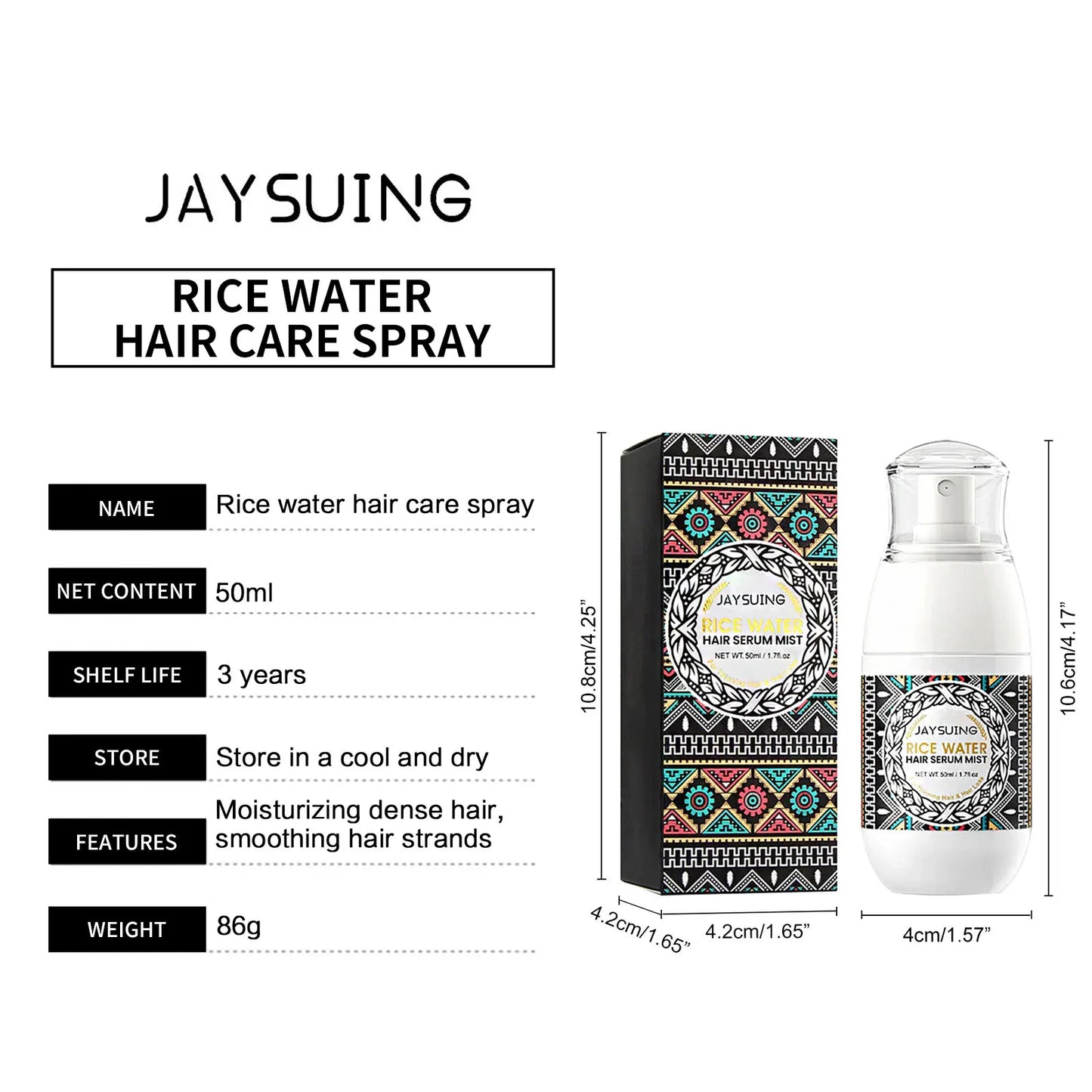 Hair Growth Spray Rice Water Fast Growing Prevent Alopecia Repair Dry Frizzy Damaged Nourish Roots Smooth Scalp Treatment Serum