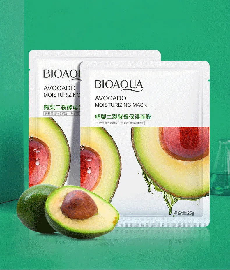 8pcs BIOAQUA Fruit Facial Masks Moisturizing Hydrating Brightening Anti-aging Face Mask Sheet Masks for Face Skin Care